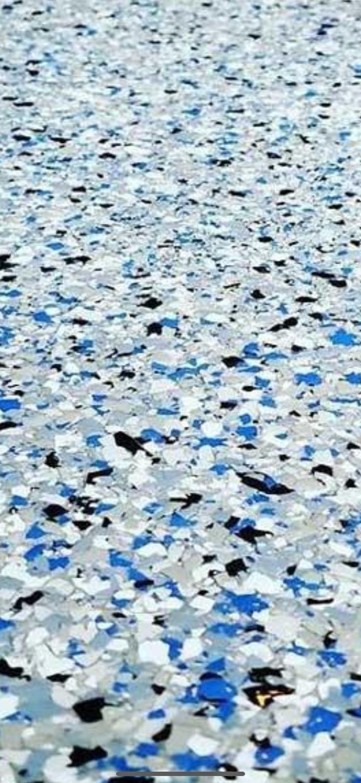 Blue & White Flake Floor — Epoxy Guys